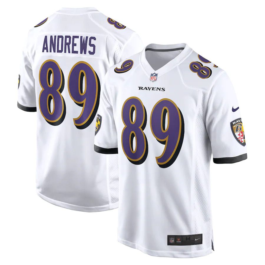 Men Baltimore Ravens #89 Mark Andrews Nike White Game NFL Jersey